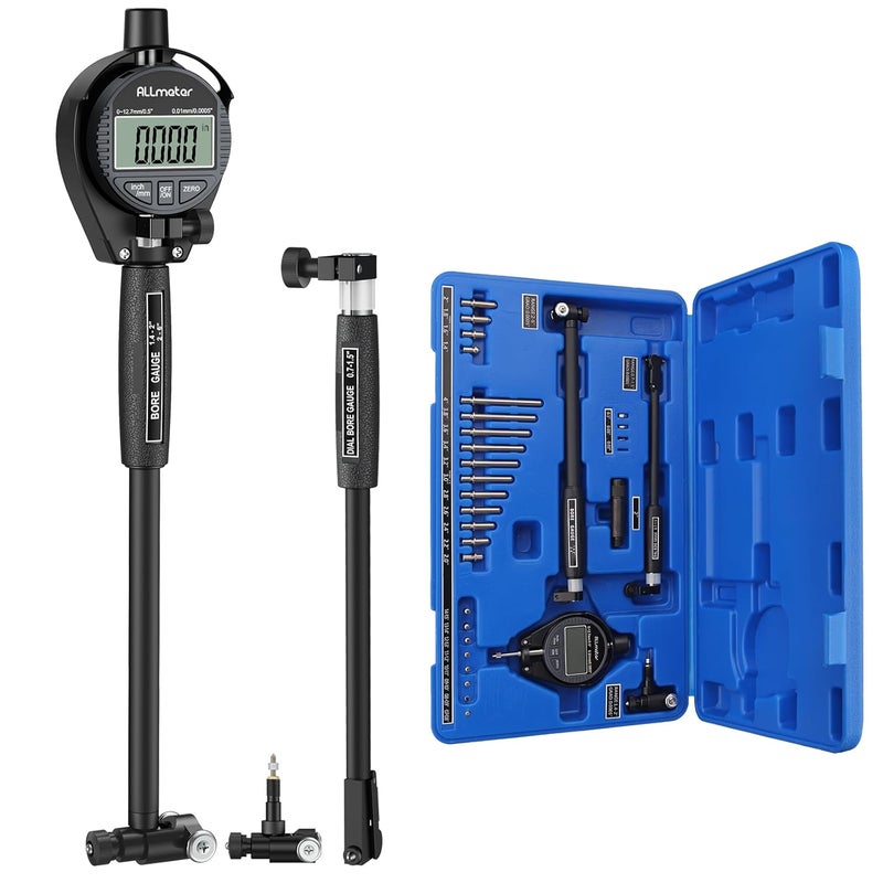 ALLmeter Store Dial Indicator Bore Gauge with 0.7"-6"/0.0005" Measuring Range Dial Bore Gauge Set with 23PCS Anvils & 6" Measuring Depth for Engine Cylinder Deep Engine Hole Cylinder Measurement Gage - Image 1